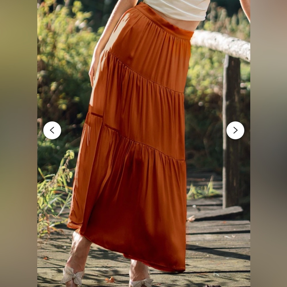 Genuine silk Terracotta Maxi Skirt